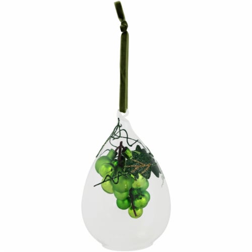 Northlight 6 Red Grape Cluster Teardrop Cloche Christmas Ornament Perspective: bottom