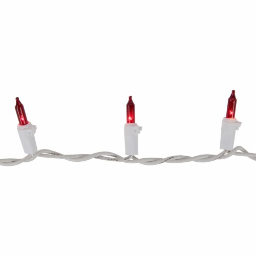 Northlight 50-Count Red Mini String Christmas Light Set, 10ft White Wire Perspective: bottom