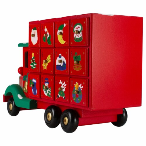 Northlight 14 Red Advent Calendar Storage Truck Christmas Decoration, 1