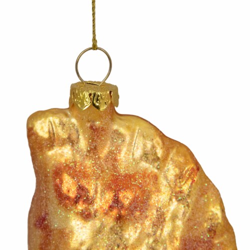 Northlight 5  Golden Glittered Pierogi Glass Christmas Ornament Perspective: bottom