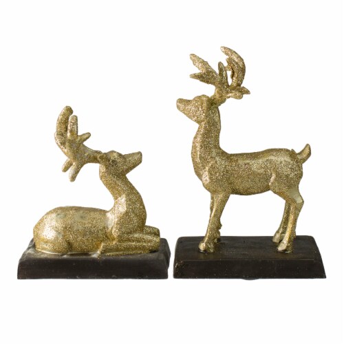 Northlight Set of 2 Gold Reindeer Glittered Christmas Stocking Holders 8.5 Perspective: bottom