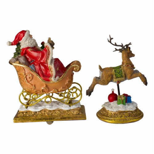 Northlight Set of 2 Gold Santa and Reindeer Glittered Christmas Stocking Holders 9.5” Perspective: bottom