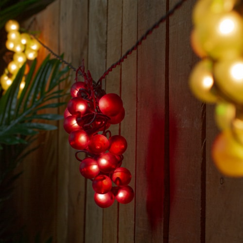 Northlight 5-Count Red and Green Grape Cluster String Light Set, 8ft Brown Wire Perspective: bottom