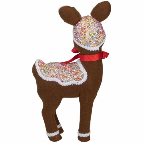 Northlight 13.75 Gingerbread Kisses Baby Reindeer with Red Nose Christmas Figure Perspective: bottom