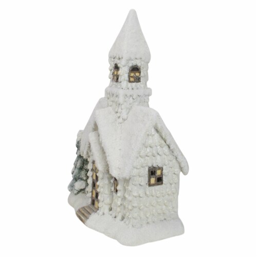 Northlight 20.25  LED Lighted White Glittered Church Christmas Decoration Perspective: bottom
