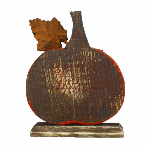 Northlight 8  Orange Carved Wood Fall Harvest Pumpkin Decoration Perspective: bottom