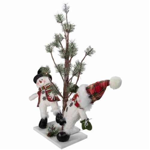 Northlight 34 Snowmen Friends With Pre-Lit LED Pine Tree Christmas Tabletop Decor Perspective: bottom