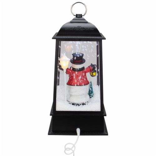 Northlight 33663820 13 in. Lighted Snowman Christmas Lantern with Falling Snow Perspective: bottom