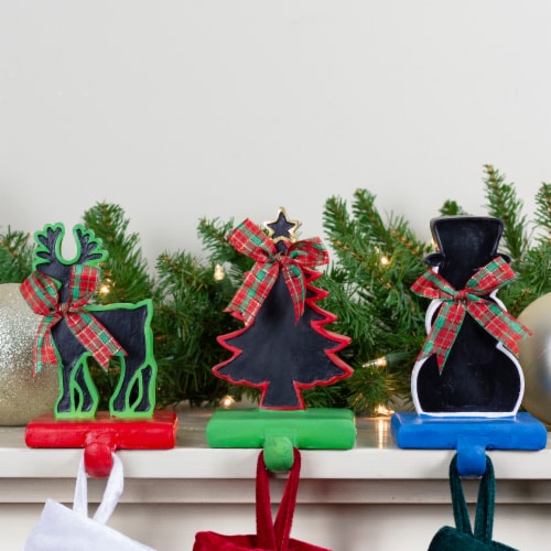 Northlight Set of 3 Reindeer, Tree, and Snowman with Chalkboard Christmas Stocking Holders 7 Perspective: bottom
