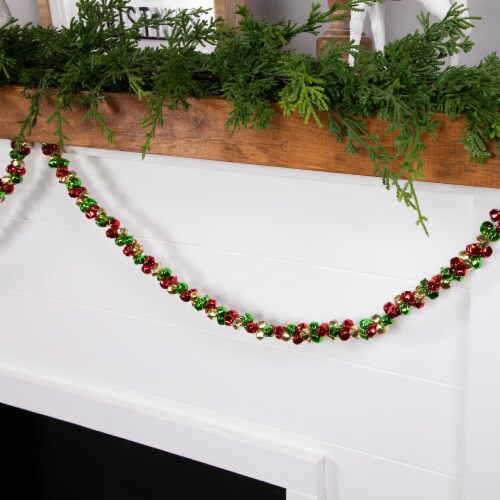 Northlight 5' Green, Gold and Red Jingle Bell Christmas Garland, Unlit