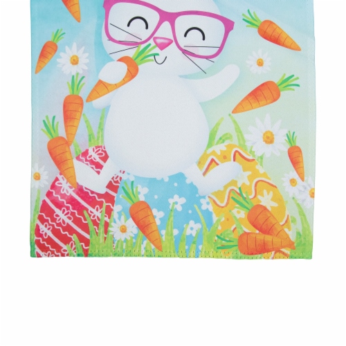Northlight 34219452 Happy Easter Bunny with Carrots Outdoor House Flag - 28 x 40 in. Perspective: bottom