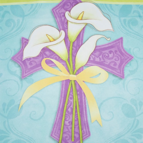 Northlight Easter Blessings Cross and Lilies Outdoor House Flag 28 x 40 Perspective: bottom
