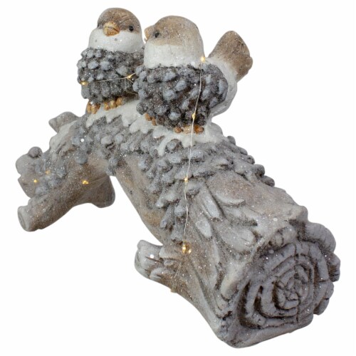 Northlight 18 LED Lighted Rustic Glittered Birds on a Snowy Log Christmas Decoration Perspective: bottom