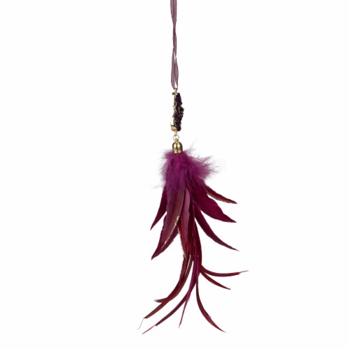 Northlight 9  Plum Red Feather and Gemstone Pendant Christmas Ornament Perspective: bottom