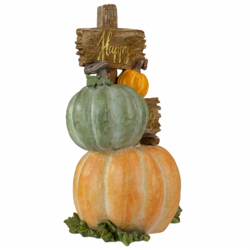 Northlight 12.5 Orange and Green Pumpkin Happy Thanksgiving Table Top Sign Perspective: bottom