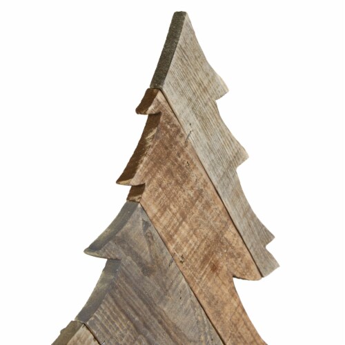 Northlight 23.5 Brown Textured Wood Tabletop Christmas Tree Perspective: bottom