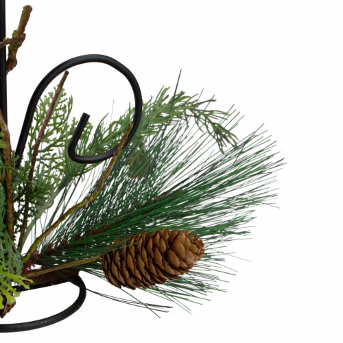 Northlight 10 Green Artificial Sprigs and Pine Cone Christmas Candle Holder Perspective: bottom