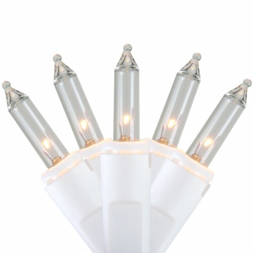 Northlight 300 Count Clear Mini Icicle Christmas Lights, 18ft White Wire Perspective: bottom
