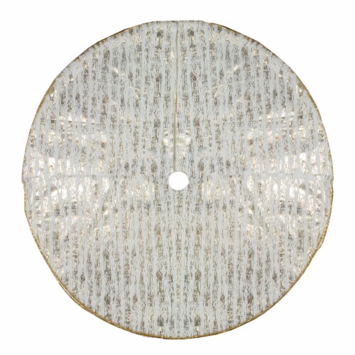Northlight 48 Cream and Gold Wood Grain Pattern and Faux Fur Christmas Tree Skirt Perspective: bottom