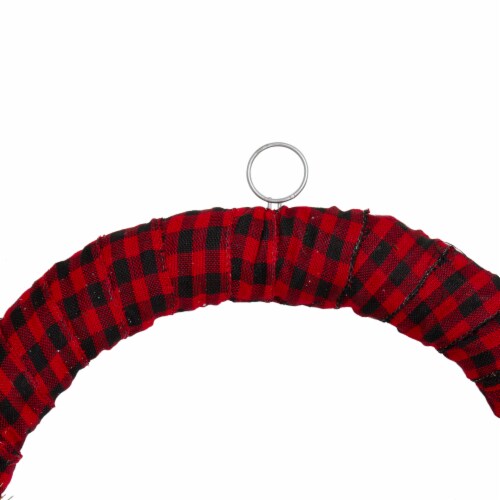 Northlight Red and Black Buffalo Plaid and Berry Artificial Christmas Wreath - 24-Inch, Unlit Perspective: bottom