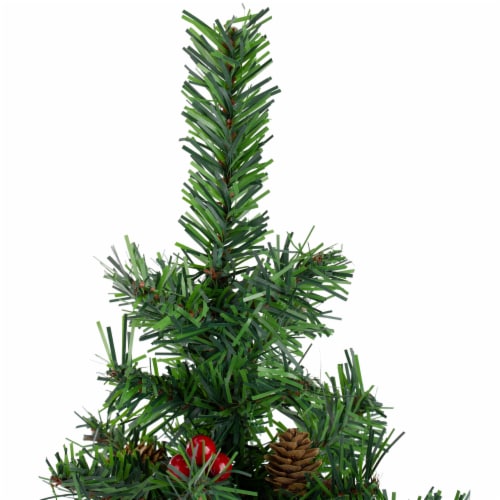 Northlight 16  Potted Red Berries and Pine Cones Medium Artificial Christmas Tree – Unlit Perspective: bottom