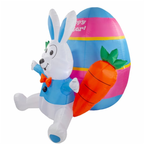 Northlight 4' Inflatable Lighted Easter Bunny with Carrots Outdoor Decoration Perspective: bottom