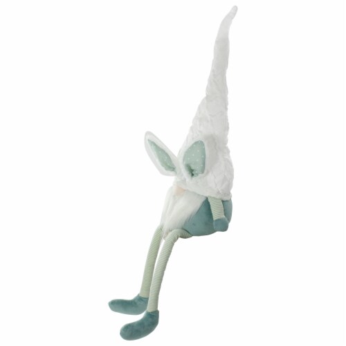 Northlight 33 White and Green Sitting Easter Gnome with Bunny Ears and Dangling Legs Perspective: bottom