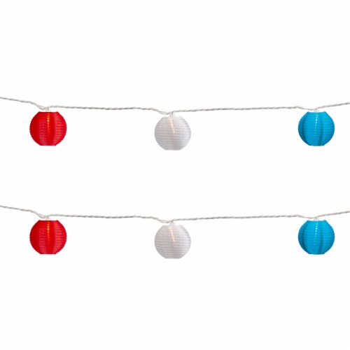 Northlight 10-Count Red, White and Blue 4th of July Paper Lantern Lights, 8.5ft White Wire Perspective: bottom