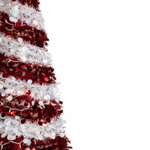Northlight 6' Pre-Lit Candy Cane Pop-Up Artificial Christmas Tree, Clear Lights Perspective: bottom