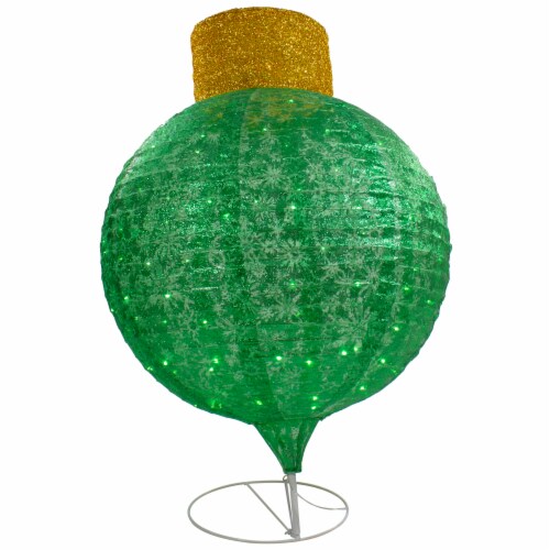 Northlight 38  LED Lighted Twinkling Green Tinsel Onion Ornament Outdoor Christmas Decoration Perspective: bottom