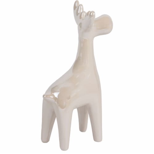 Northlight 5.5 Pearlized Cream Ceramic Moose Christmas Figure Perspective: bottom