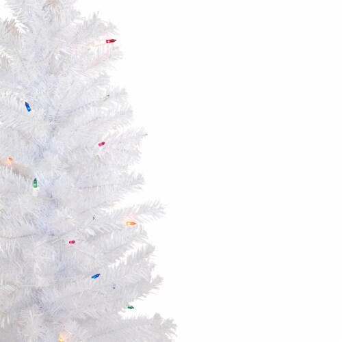 Northlight 4' Pre-Lit Woodbury White Pine Slim Artificial Christmas Tree, Multi Lights Perspective: bottom