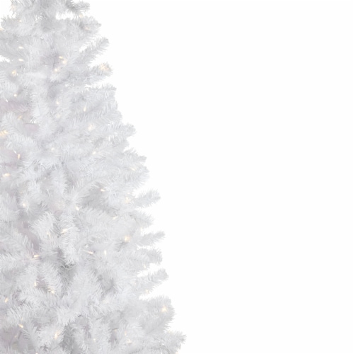 Northlight 7.5' Pre-Lit White Georgian Pine Pencil Artificial Christmas Tree, Warm White LED Perspective: bottom