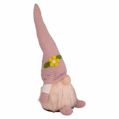 Northlight 12.25 Lighted Pink Spring Gnome with Flower Hat Perspective: bottom