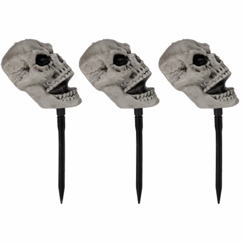 Northlight Set of 3 Skull Stakes Outdoor Yard Halloween Decorations Perspective: bottom