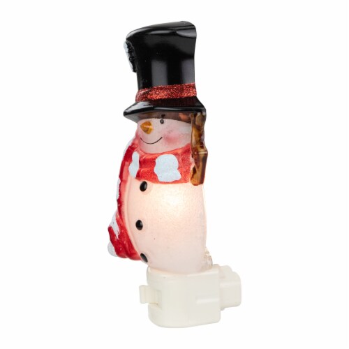 Northlight 6 Festive Snowman in Black Top Hat Christmas Night Light Perspective: bottom