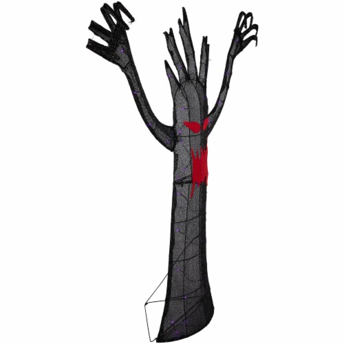 Northlight 55 LED Lighted Black Terrifying Tree Outdoor Halloween Decoration, Purple Lights Perspective: bottom