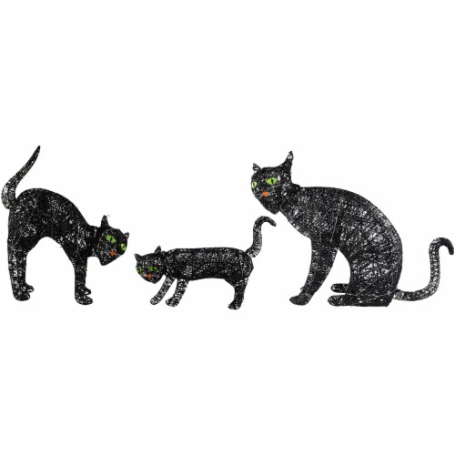 Northlight Set of 3 LED Lighted Black Cat Family Outdoor Halloween Decorations 27.5 Perspective: bottom