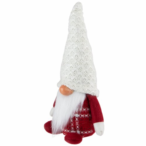 Northlight 9.5  Red and White Plaid Boy Gnome Christmas Decoration Perspective: bottom