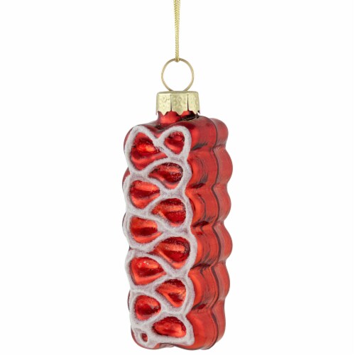 Northlight 3 Red Ribbon Candy Glass Christmas Ornament Perspective: bottom