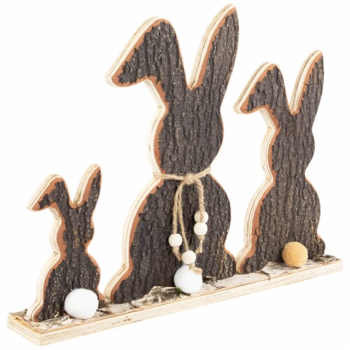 Northlight Rabbit Trio Wooden Tree Bark Easter Decoration - 15.75 Perspective: bottom