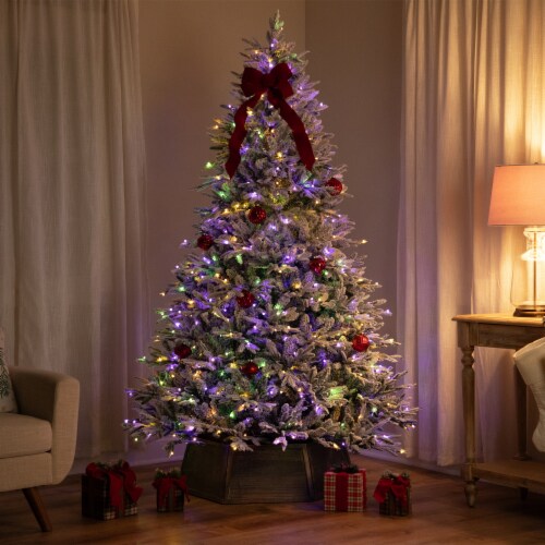Northlight Real Touch™ Elite Pre-Lit Flocked Yukon Pine IPT Artificial Christmas Tree - 9' Perspective: bottom