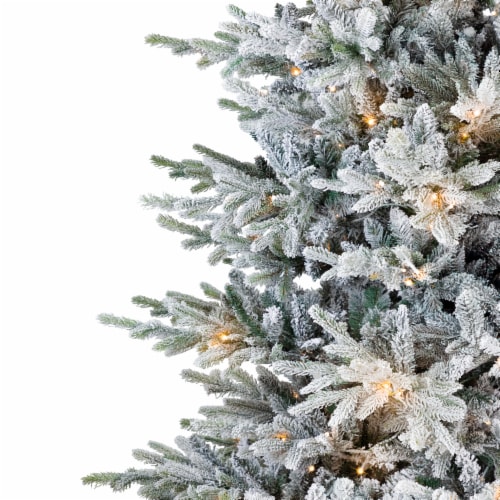 Northlight Real Touch™ Pre-Lit Flocked Grand Teton Pine Artificial Christmas Tree - 7.5' Warm Perspective: bottom