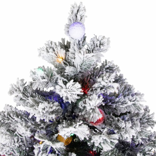 Northlight Pre-Lit Full Flocked Glacier Pine Artificial Christmas Tree - 7.5' Multi LED Perspective: bottom