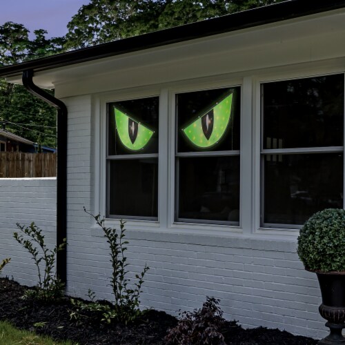 Northlight 42 Lighted Green and Black Eyes Halloween Window Silhouette Decoration Perspective: bottom