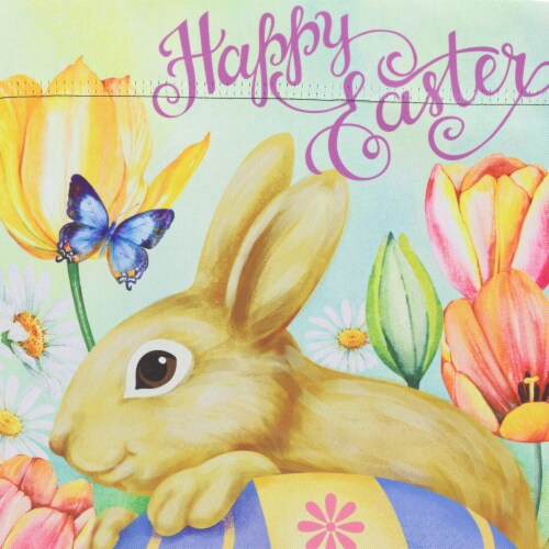 Northlight Bunny and Butterflies Happy Easter Outdoor Garden Flag - 18 x 12.5 Perspective: bottom