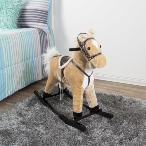 Happy Trails 80-BF009 Rocking Horse Plush Animal on Wooden Rockers - Brown Perspective: bottom