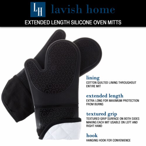 Silicone Oven Mits Extra Long Professional Quality Heat Resistant with Quilted Lining and Perspective: bottom