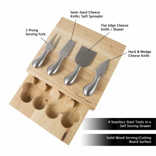 Classic Cuisine 8.6 x 8.25 in. Cheese Board Set with Stainless Steel Tools Perspective: bottom