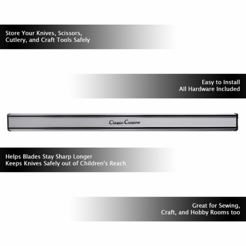 Classic Cuisine 80-KIT1002 22 in. Magnetic Knife Storage Strip Aluminum Bar with Heavy Duty M Perspective: bottom